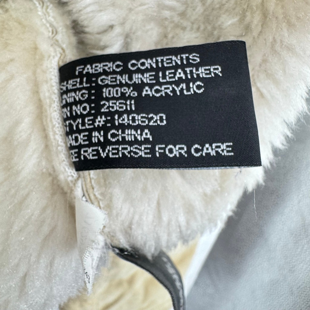 Penny Lane Coat Vintage 90s Y2K Beige Suede Sherpa Lined Button Front Pockets L - Picture 7 of 8